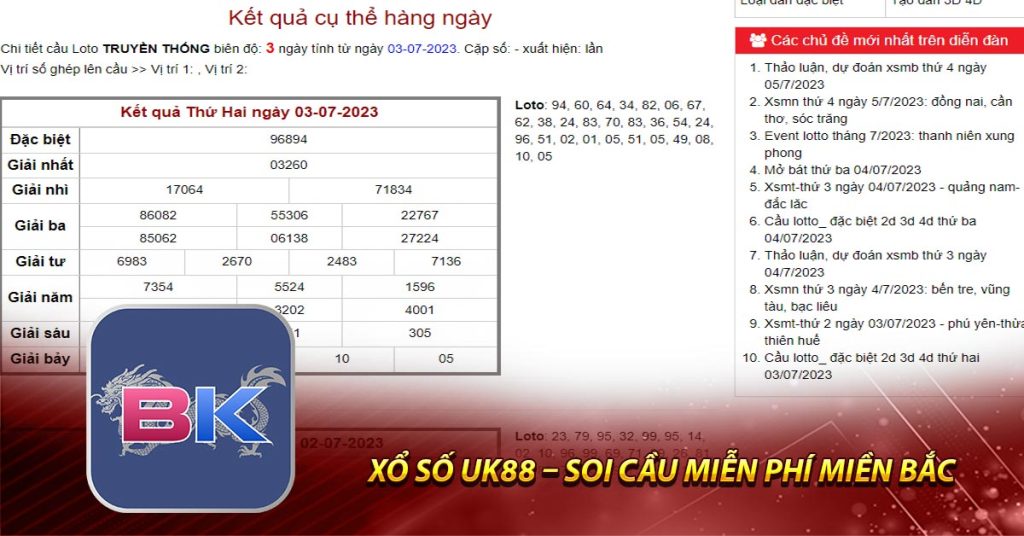 Xổ số UK88 – Nhanh Chóng, An Toàn, Tiện lợi 6 Xổ số UK88 – Soi cầu miễn phí miền Bắc